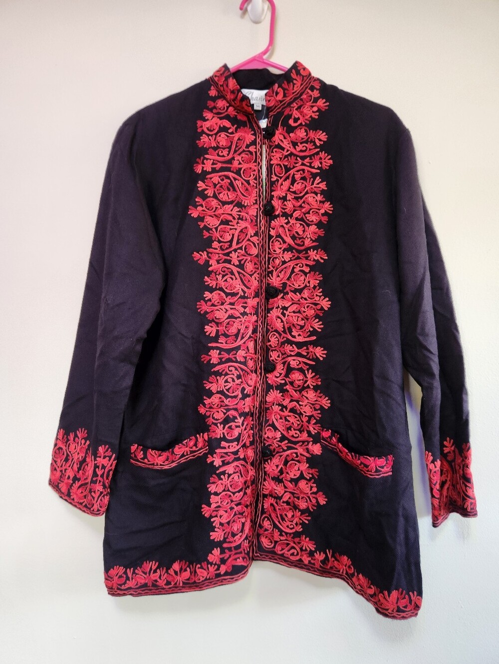 Channa Short Embroidered India Jacket: Bohemian Style Kashmiri Coat Nwt Medium